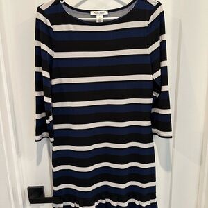 White House Black Market Striped Dress - Black, Blue, White, Small